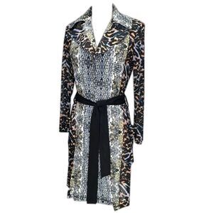 Petit Pois Couture NWT Multi Color Animal Print Semi-Sheer Duster Coat Top Sz L